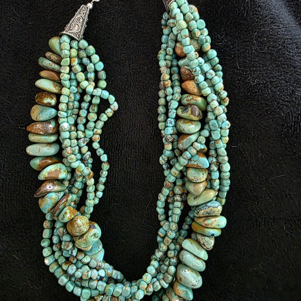Blue Multi-Strand Turquoise Necklace with Heishi Beads